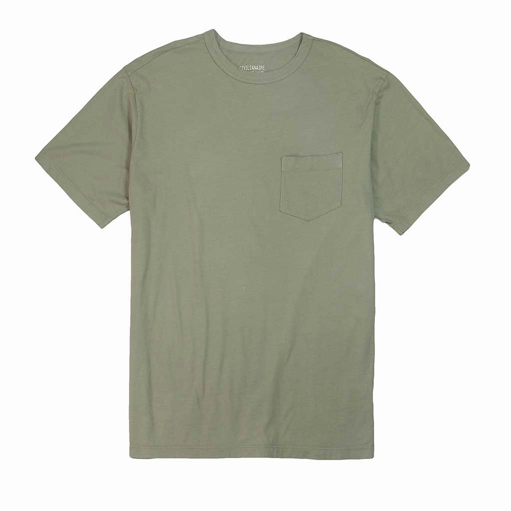 Crew Neck Short Sleeve 1 Pocket Tee - Dark Celadon Compression Gradient