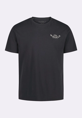 Minimalist Styling PreShrunkFabric Theels Men's Graphic T-Shirt with Motorcycle Print, Black - BM24639